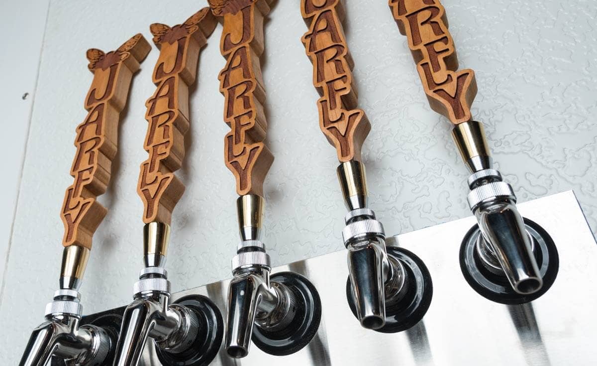Jarfly Brewing taps with wood handles
