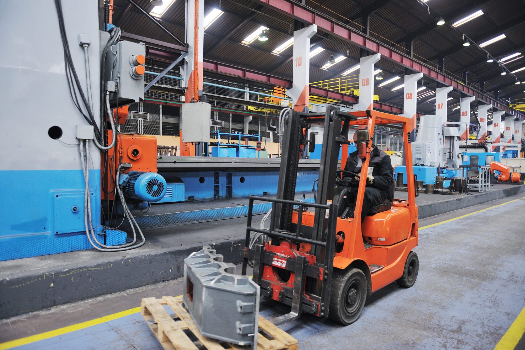 Forklift in factory setting