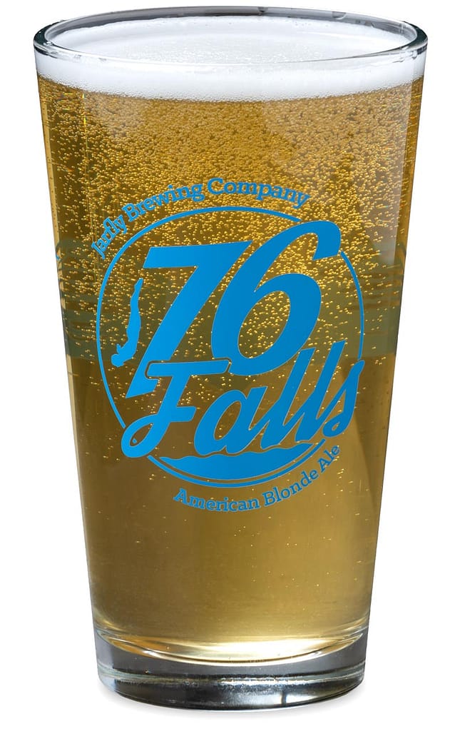 76 Falls glass with beer